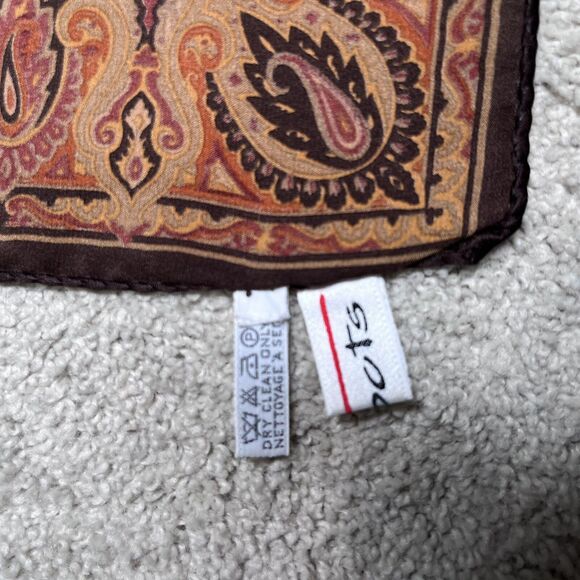 Talbots 100% Silk Scarf Leopard Paisley Womens Brown Neckerchief Square Preppy - Picture 8 of 9